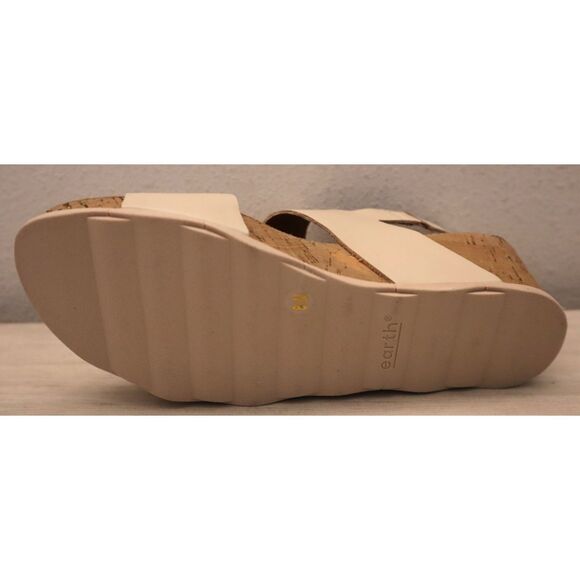 Earth Women's 8.5M Light Natural/Beige Leather Willa Mid Cork Wedge Sandals - Picture 7 of 13